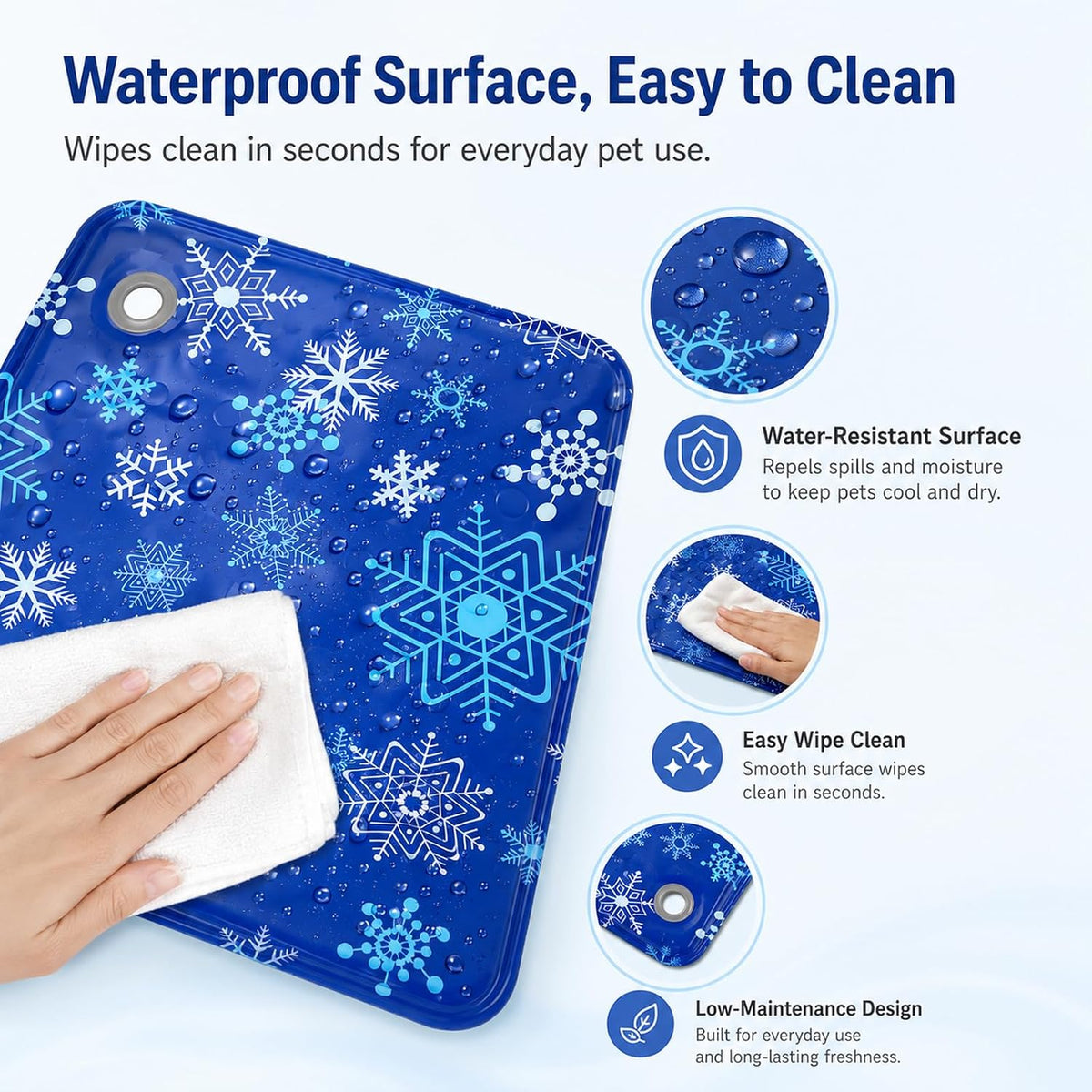 Pet Cooling Mat for Dogs & Cats (36"X24"), Non-Toxic Water-Activated Gel Ice Pad, Scratch Resistant & Leakproof Summer Dog Bed, Washable Seat Cushion for Pet, Sofa, Car (Snowflake Patterns)