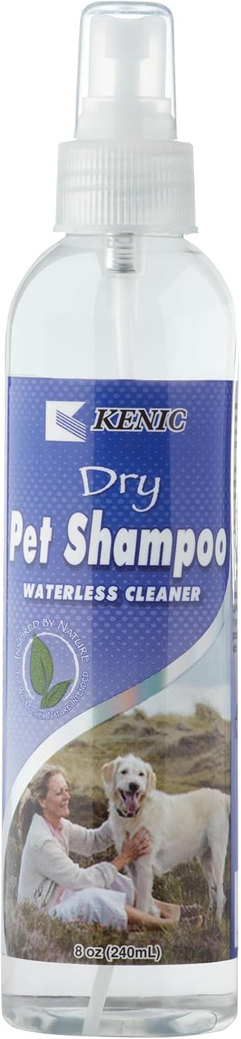 Kenic Refreshing Apple-Scented Pet Dry Pet Shampoo Spray Cleanser for Dogs, Cats, Ferrets & Rabbits, Spot Clean Spray, No Rinse Formula, 8Oz