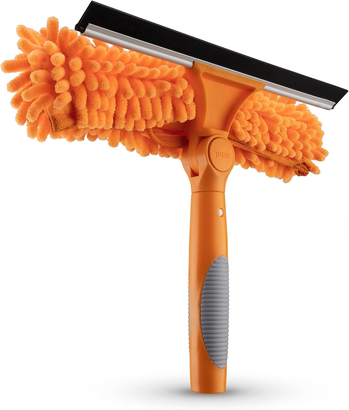 Window Squeegee and Microfiber Scrubber 2-In-1 Combo (Pole Sold Separately)