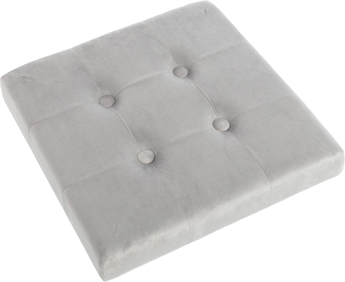 Storage Ottoman - Velvet Tufted Footrest, Linen Chest, or Storage Organizer with Removable Lid for Bedroom, Living Room, or Dorm by Lavish Home (Gray)