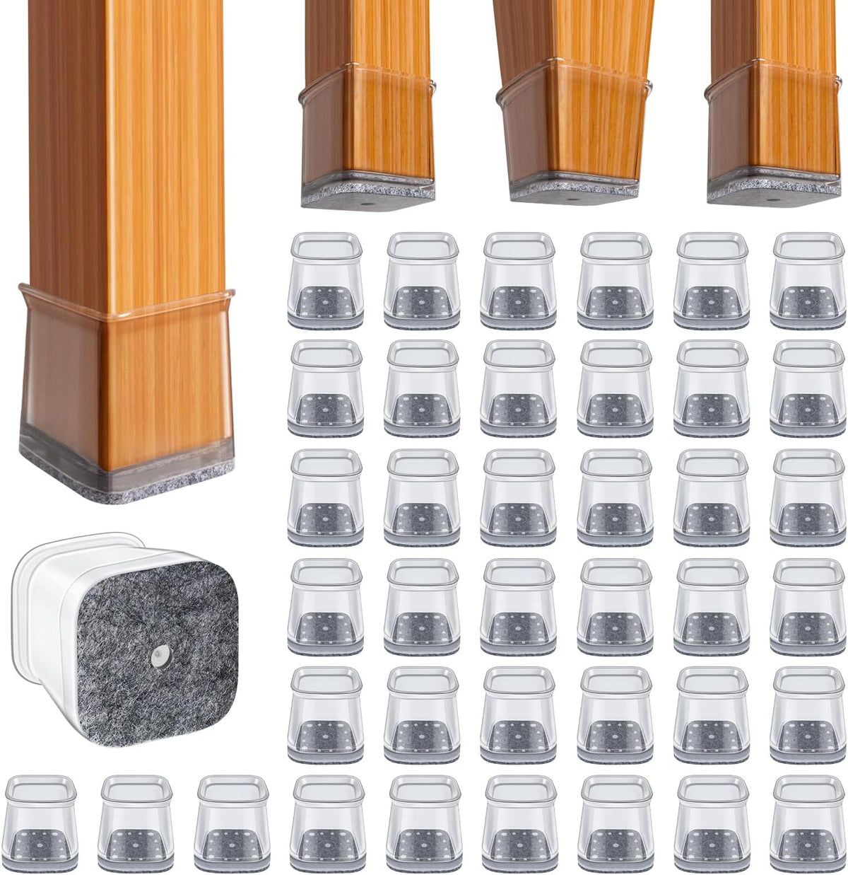 BUMACO 40 Pcs Chair Leg Floor Protectors for Hardwood Floors Anti-Scratch