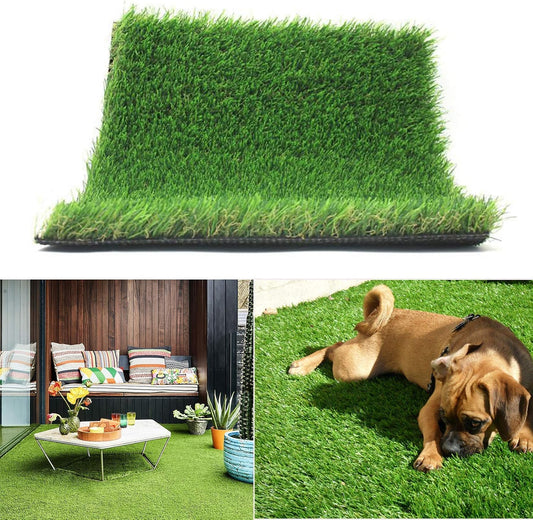 Realistic Thick Artificial Grass Turf -Indoor Outdoor Garden Lawn Landscape Synthetic Grass Mat - Thick Fake Grass Rug (4FTX6FT(24 Square FT))