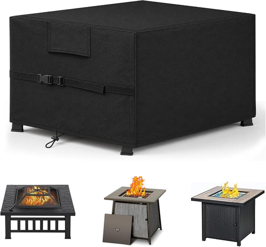 Fire Pit Cover Square 32", 600D Oxford, Waterproof, Black