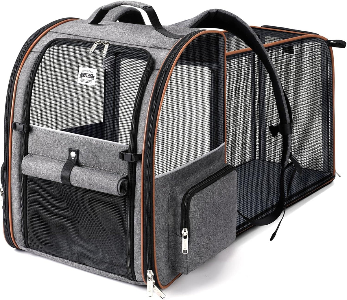 Extra Large Cat Backpack Carrier Expandable Pet Carrier Backpack for Small/Medium Dogs and Medium/Large Cats, Grey