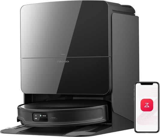 Roborock Saros 10R Robot Vacuum and Mop, 22,000 Pa Suction, Zero-Tangling, 3.14’’ Ultra Slim, Flexiarm Riser Technology for Carpet & Floor, Corner & Edge Cleaning, Self-Emptying, Hot Air Drying, Black