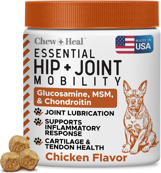 Hip and Joint Supplement for Dogs, 60 Soft Chews, Glucosamine & Chondroitin