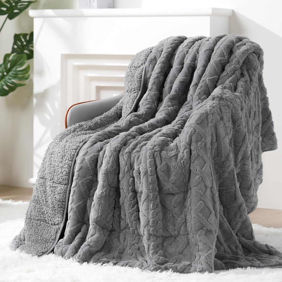 Ultra Soft Sherpa Weighted Blanket for Adults, 60"X80" 15Lbs Heavy Blankets