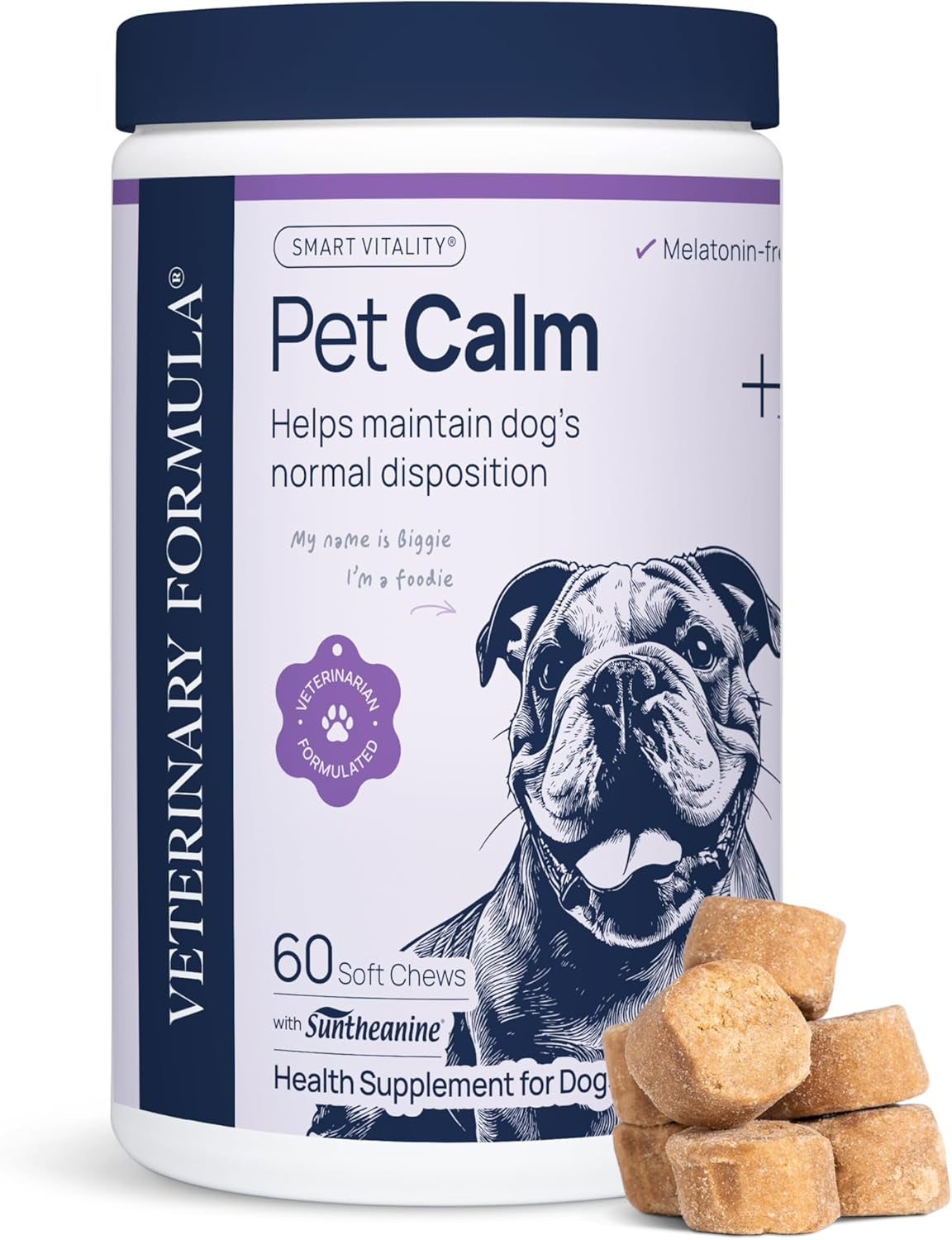 Veterinary Formula Pet Calm 60Ct – Vet-Formulated Calming Chews for Dogs with L-Theanine, L-Tryptophan for Behavior Support, Relaxation Treats, Puppy Chews for Stressful Situations, Dog Calming Aid