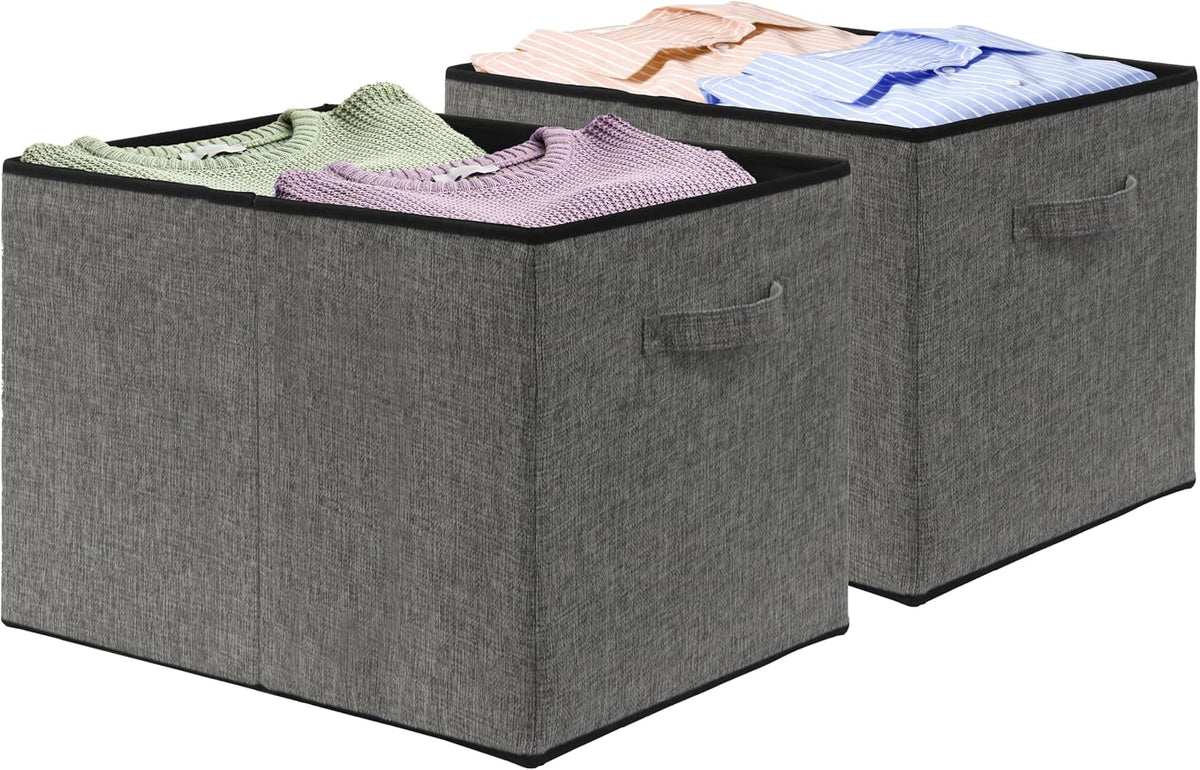 Simple Houseware 15" X 13" Foldable Fabric Storage Bin with Handles, 2 Pack