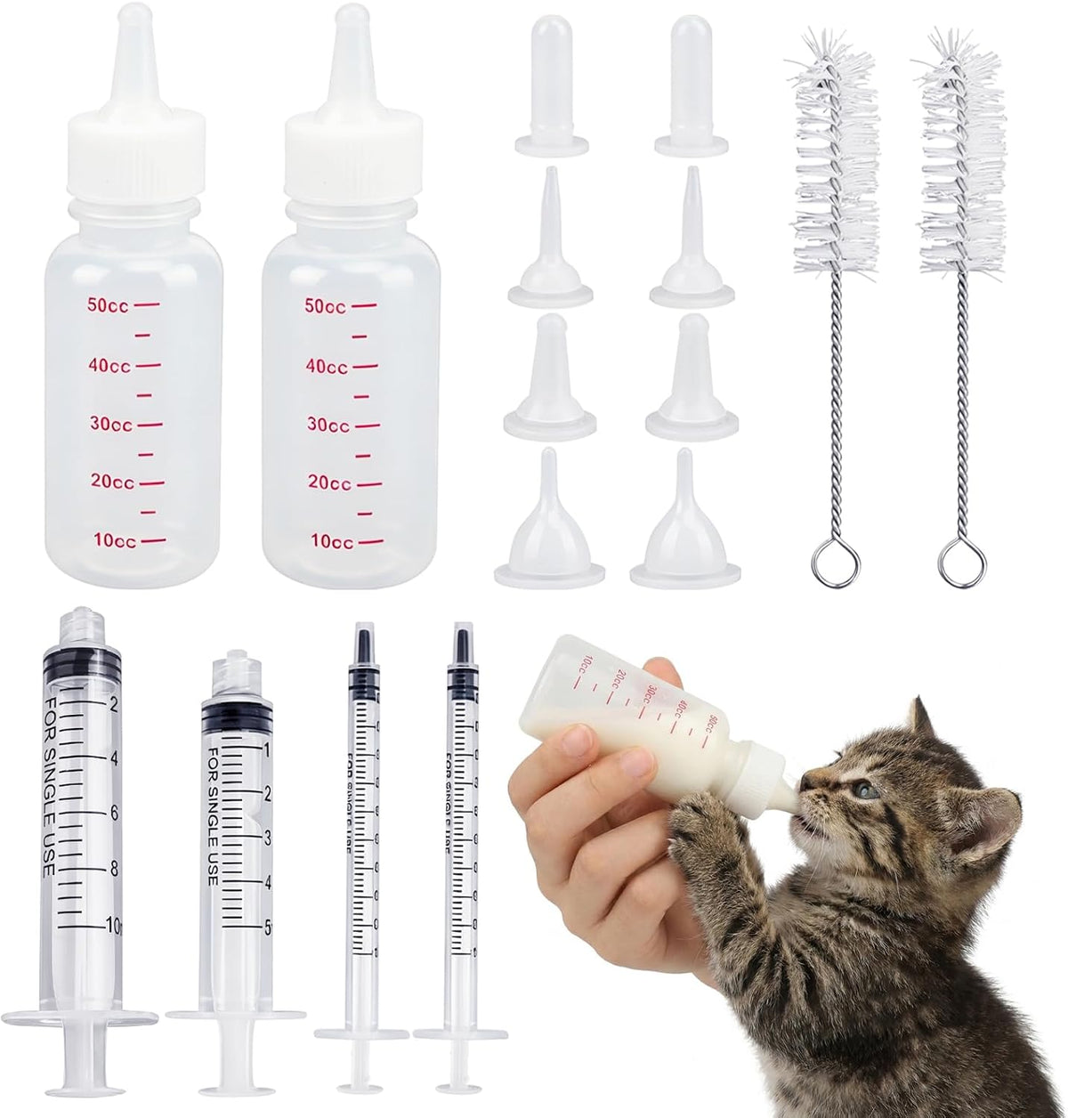 Pet Nursing Kit, 17Pcs Newborn Kitten Bottle Feeding Set for Small Animals