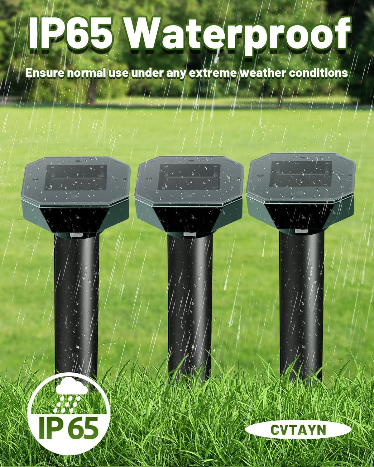 Snake & Mole & Rabbit & Skunk Repellent Solar Powered, Upgraded Ultrasonic Deterrent, IP65 Waterproof, Gopher Groundhog Chipmunk Raccoon and Vole Repellent & Deterrent for Lawn & Garden, 10 Pack