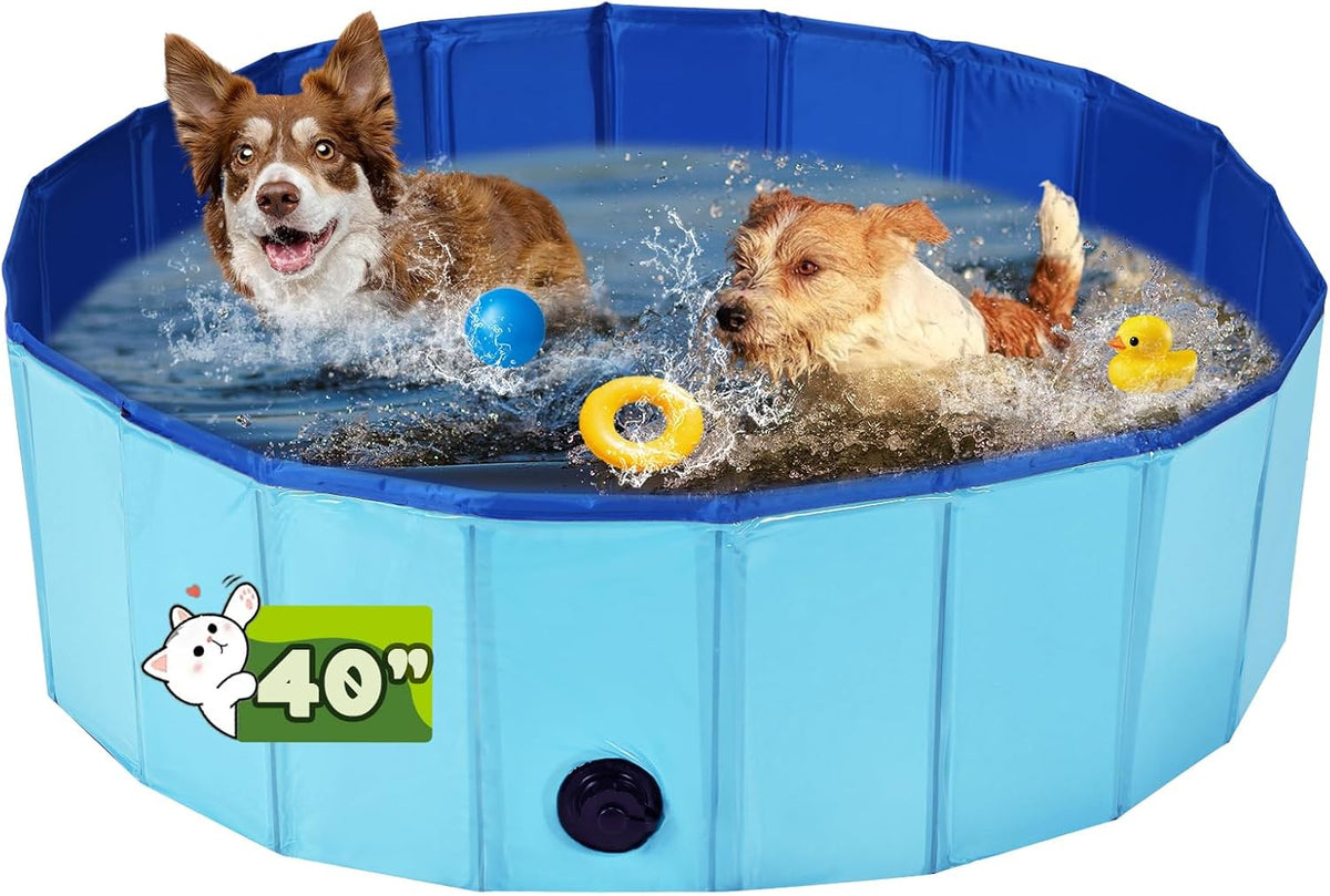 MAOPINER Foldable Dog Pool 39.4" X 11.8" Collapsible Pet Swimming Pool