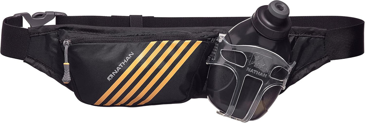Nathan Swift plus Hydration Belt with 10 Oz Flask for Running & Workouts, with Zip Pocket to Pack Essentials, Ultra-Light Travel, 7 Oz