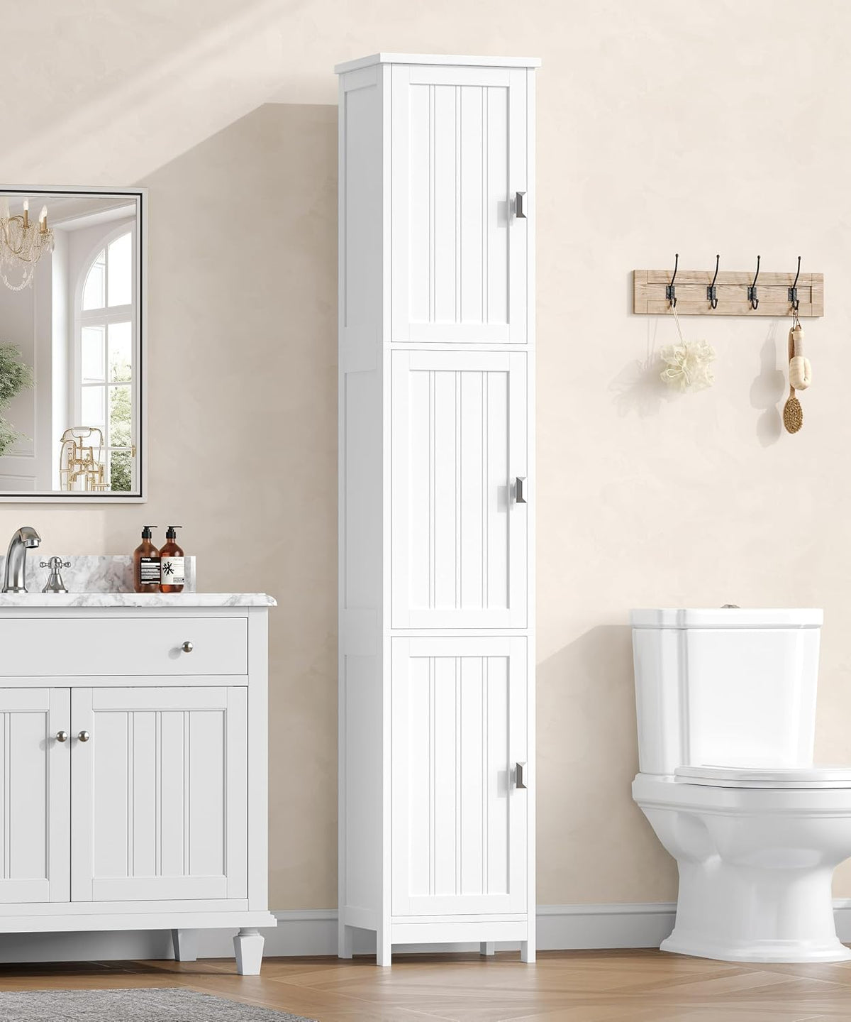Tall Narrow Bathroom Storage Cabinet, 3-Tier Slim Storage Cabinet