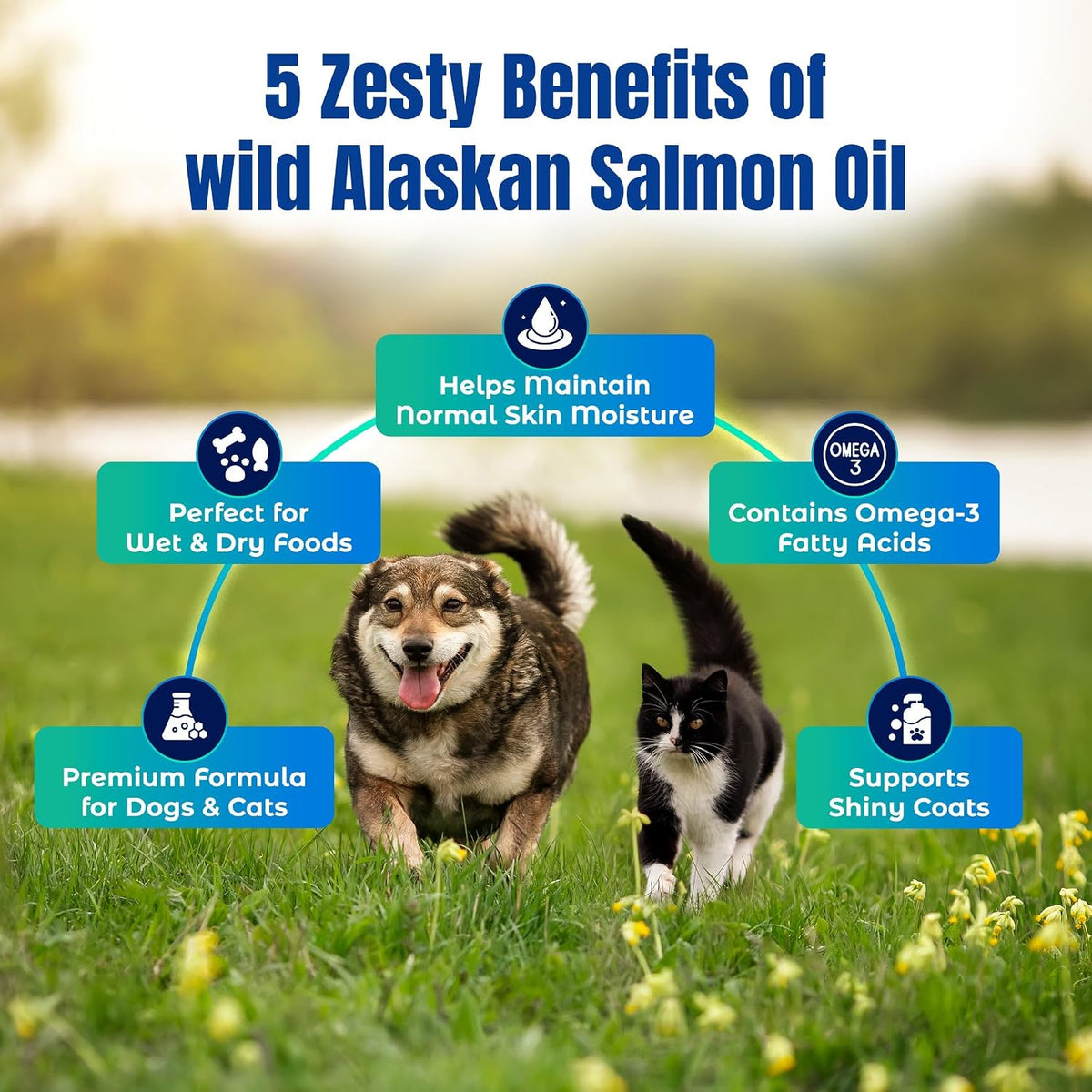 Life Line Pet Nutrition Wild Alaskan Fish Oil for Dogs and Cats 128Oz – Omega 3 Fish Oil Supplement for Skin & Coat, Brain, Eye & Heart Health