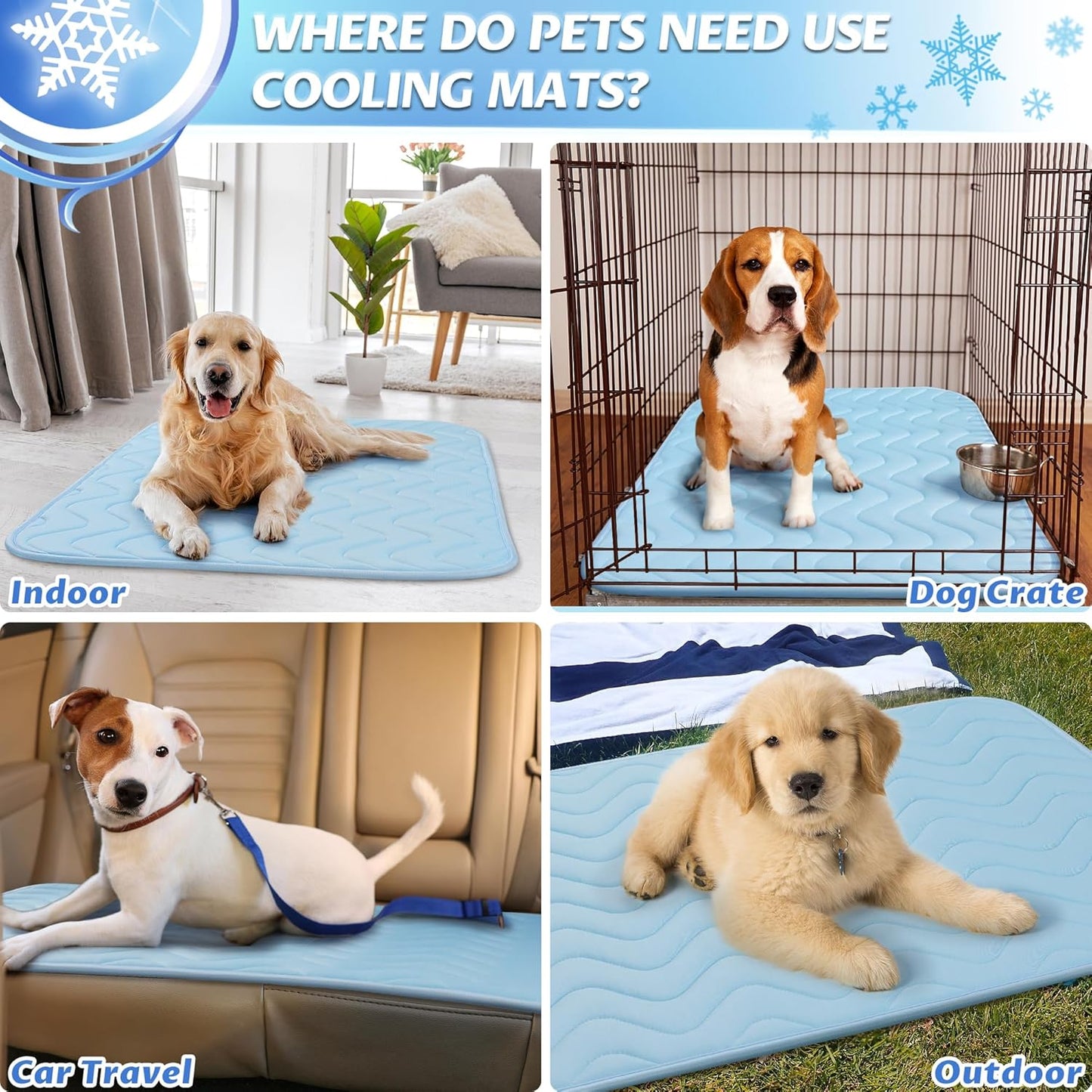 Dog Cooling Mat for Large Dogs, 40"X28" Breathable Self Cooling Crate Mat for Dogs & Cats, Portable Washable Pet Cooling Pad for Kennel, Sofa, Bed, Floor, Car Travel Indoor Outdoor Summer Use