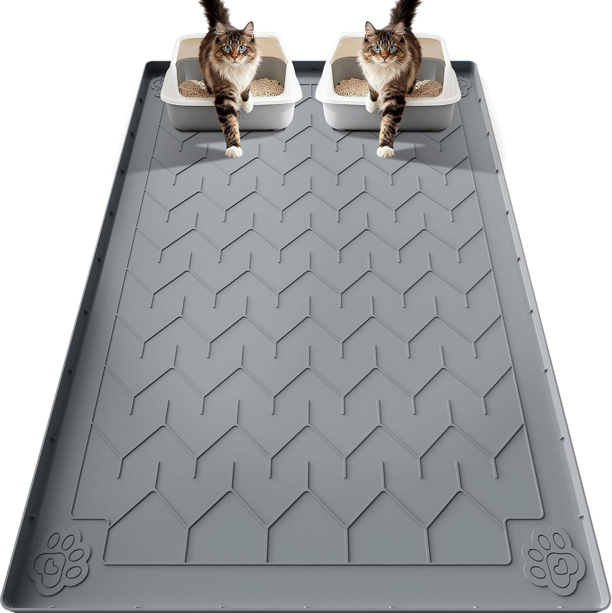 Silicone Cat Litter Mat, 40"X28" Xlarge Waterproof Trapping Mats