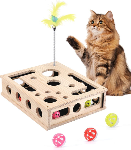 Cat Nail File Scratcher, 3-In-1 Interactive Cat Enrichment Toys Puzzle Box