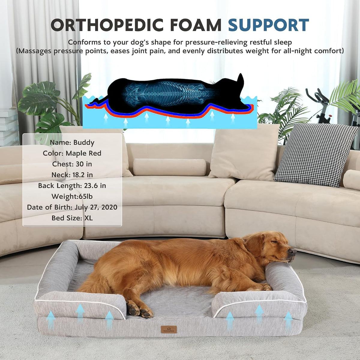 Cooling Dog Bed,Dual-Cooling Design,Q-Max >0.4 Cool Pet Beds for Large Dogs