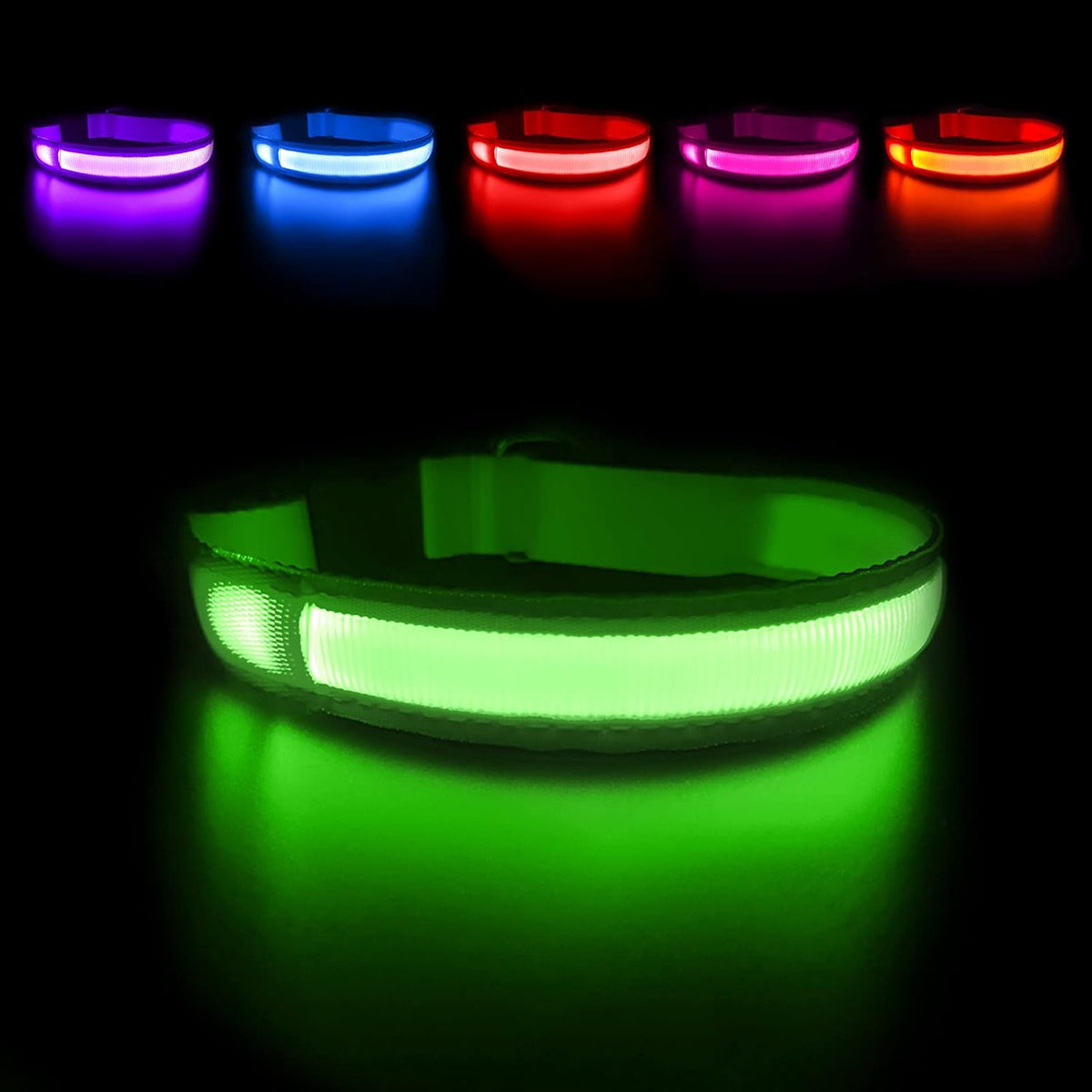 LED Dog Collar - Light up Dog Collars Rechargeable - Waterproof Night Walking Glowing Dog Collar for Small, Medium, Large Dogs