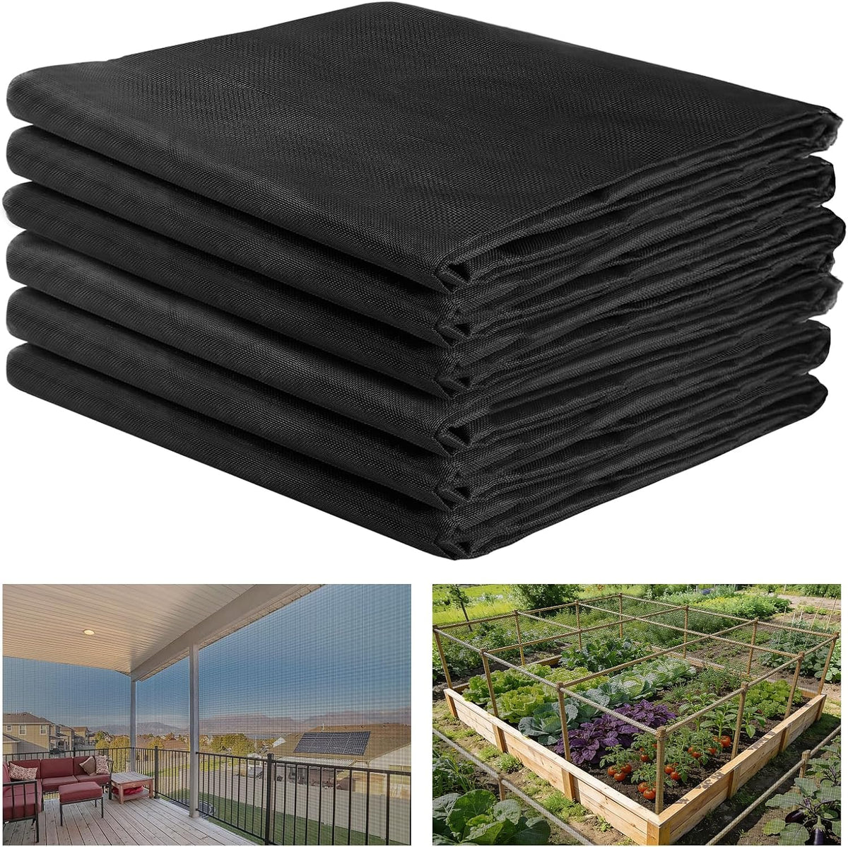 10X50Ft Strong PP Nanocomposite Mosquito Net Garden Netting, Black