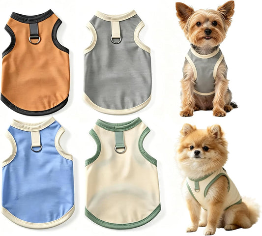 Dog Shirt with D-Ring, 4 Pack Breathable Summer Cooling Vest