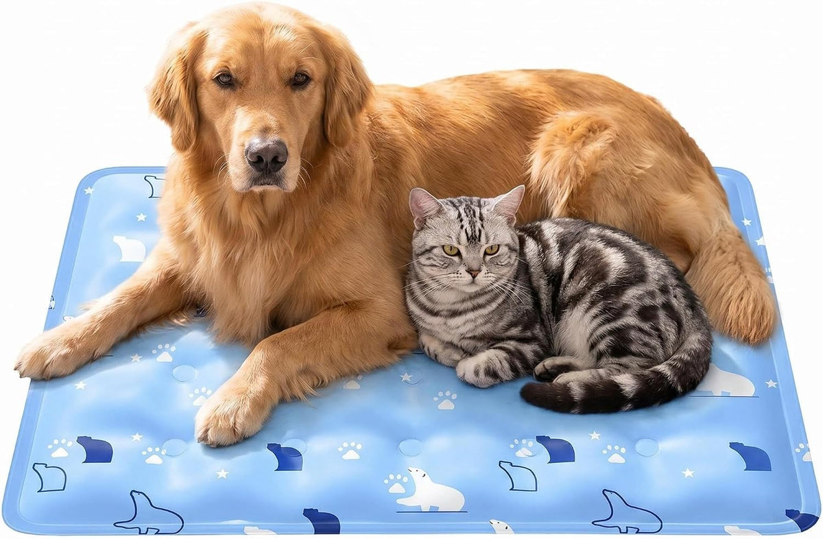 Dog Cooling Mat, Pet Gel Self Cooling Pad for Dogs and Cats, Waterproof Non-Toxic Taffeta Fabric Summer Cooling Bed for Small Medium Large Pets (L)