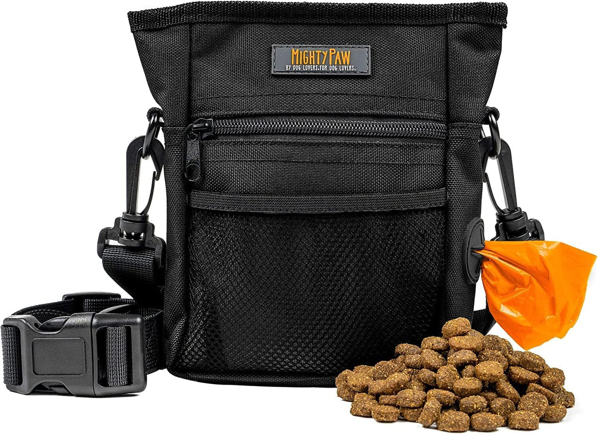 Mighty Paw Dog Training Treat Pouch, No-Spill Magnetic Clasp, Black