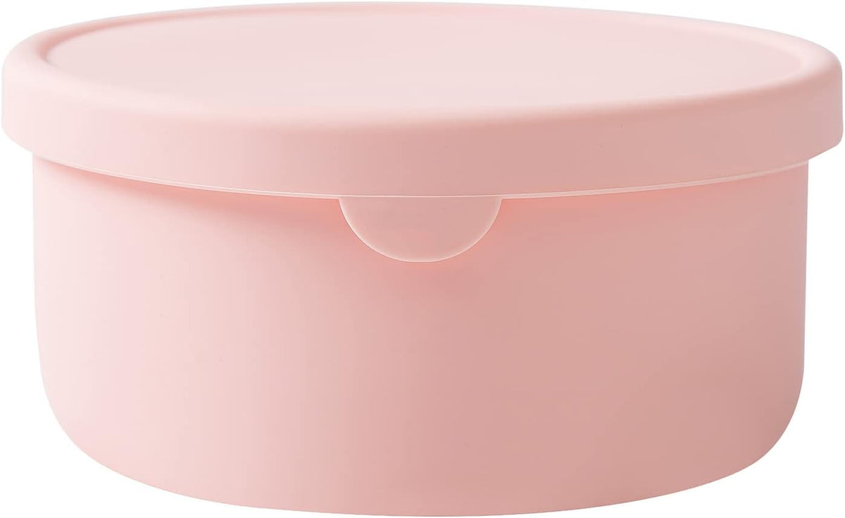 24Oz Silicone Food Storage Containers, Silicone Bowl with Lid, Unbreakable, Non-Slip, BPA Free, Airtight, Microwave/Dishwasher/Freezer-Safe, Indoor and Outdoor Use (Pink)