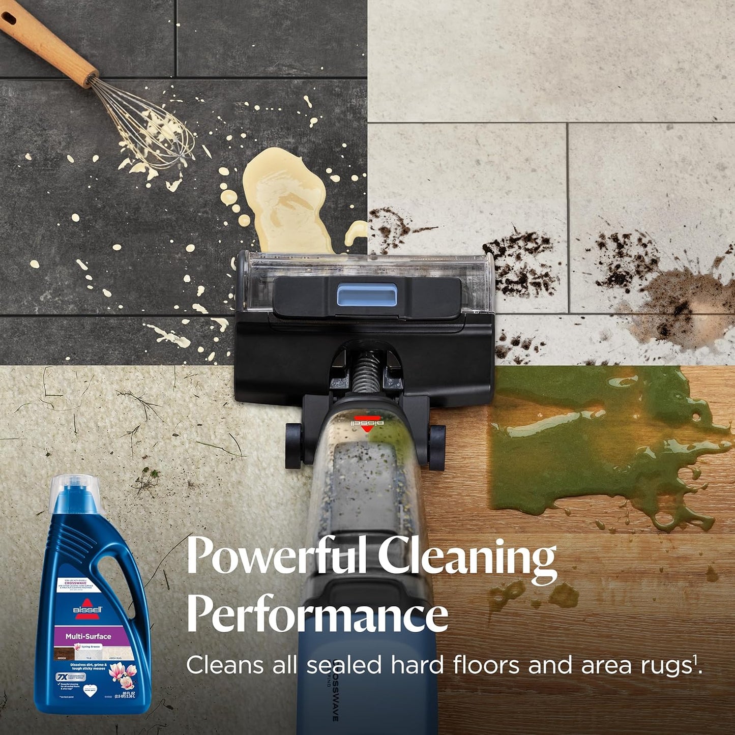 Bissell Multi-Surface Solution, for Use in Crosswave and Other Leading Hard Surface and Area Rug Cleaners, 80Oz, Dissolves Dirt, Grime, and Tough Sticky Messes