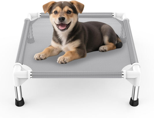 Elevated Dog Bed with Teslin Cooling Fabric - Lightweight Dog Cot, Small