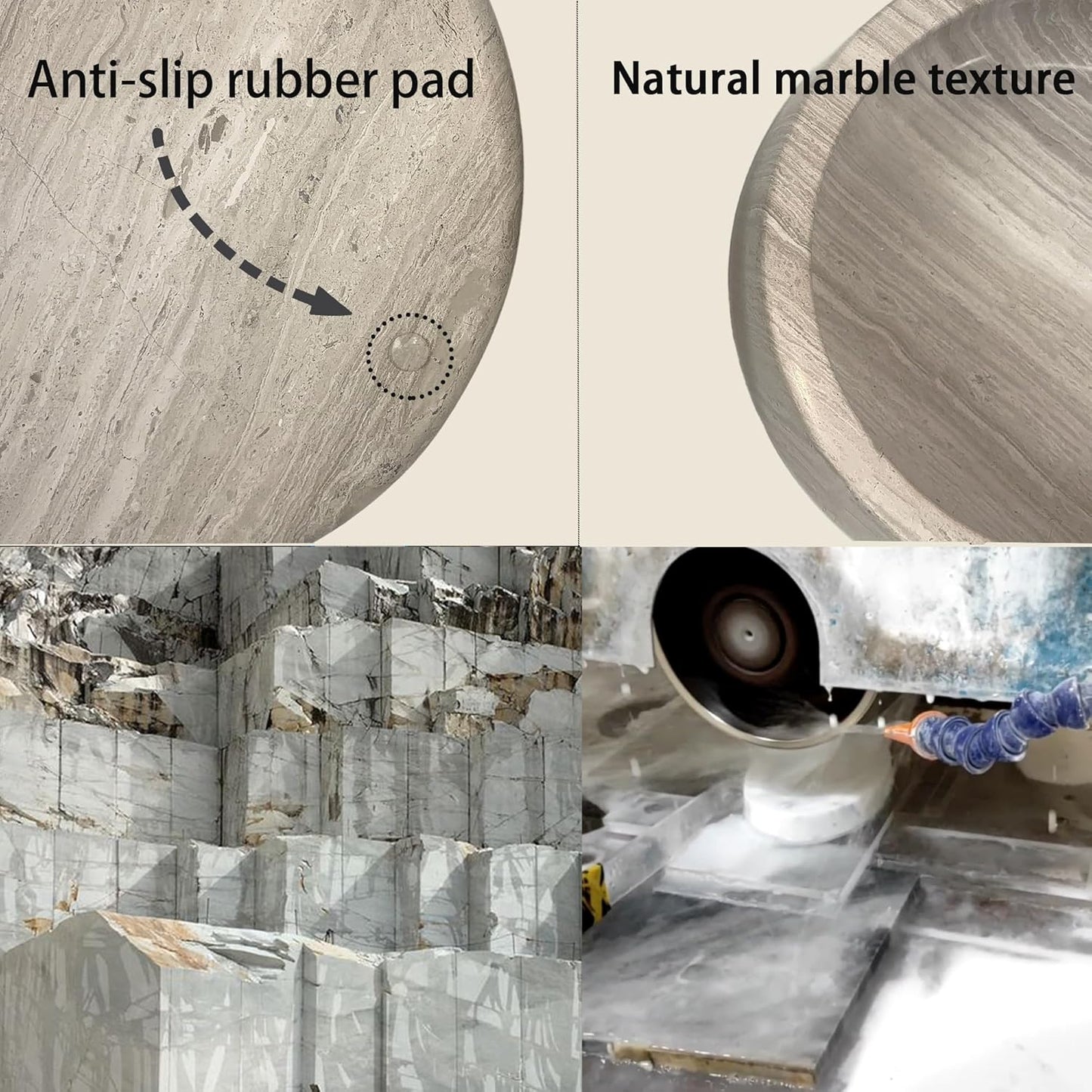 Marbledog Bowls - Large Dog Water Bowl,Spill Proof Dogs Water Bowl,Non Slip Quiet Bottom,Easy to Clean,Applies to Dog,Big,Extra Large Pet,Heavy Duty Pet Bowls for Indoor/Outdoor,Grey（Ns039）