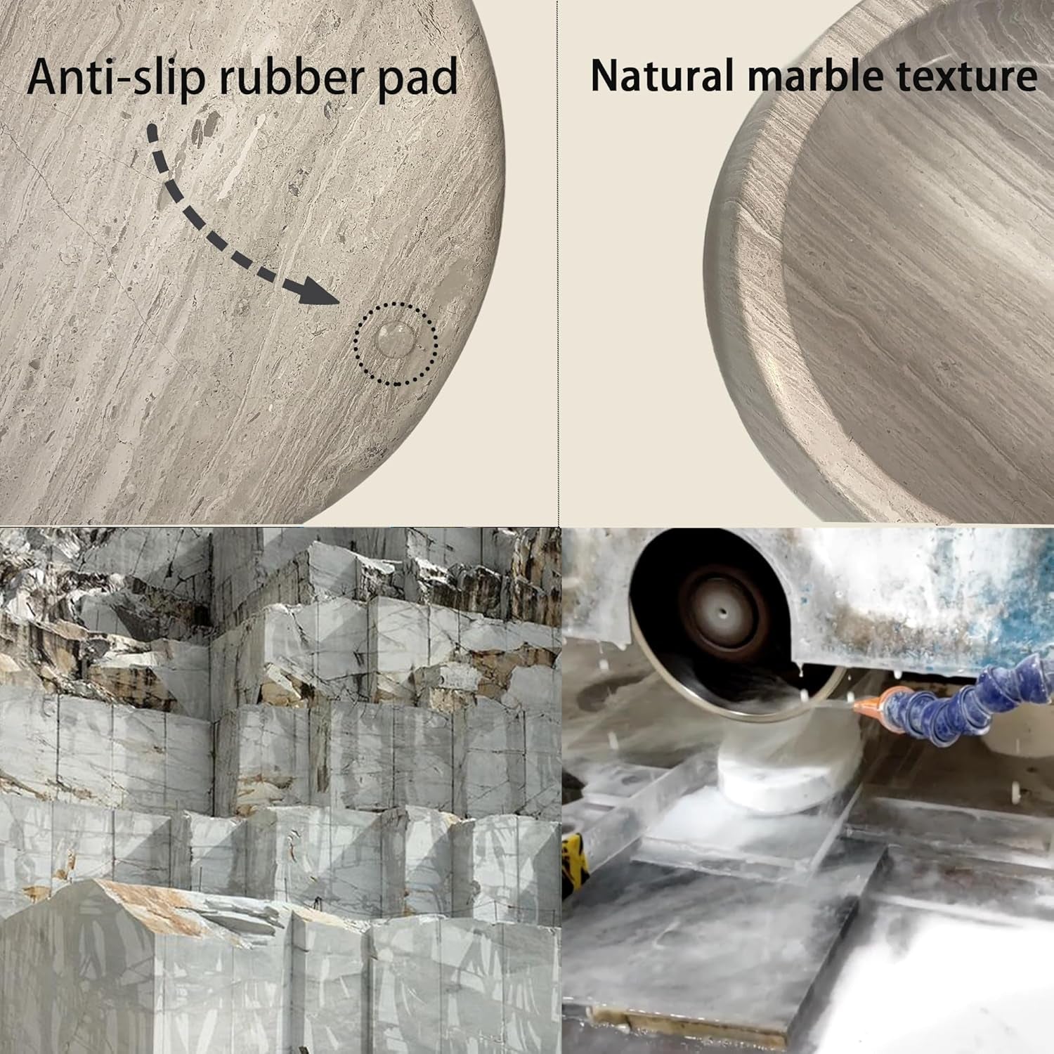 Marbledog Bowls - Large Dog Water Bowl,Spill Proof Dogs Water Bowl,Non Slip Quiet Bottom,Easy to Clean,Applies to Dog,Big,Extra Large Pet,Heavy Duty Pet Bowls for Indoor/Outdoor,Grey（Ns039）