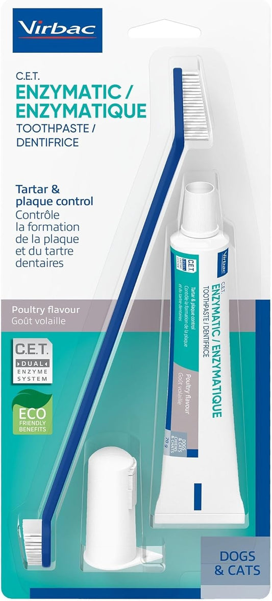 C.E.T. Oral Hygiene Kit for Dogs, Poultry Flavor Toothpaste with Toothbrush