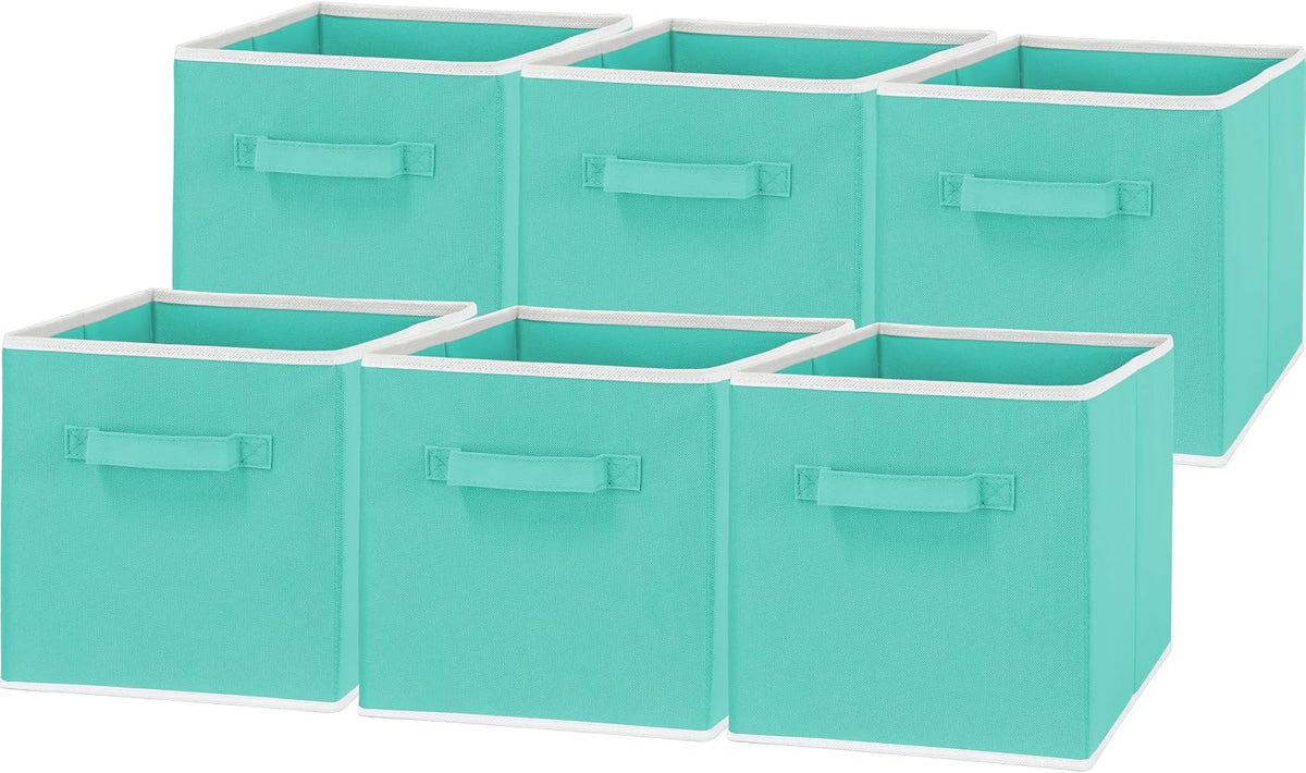 Simple Houseware 11-Inch Foldable Cube Storage Bins, Turquoise, 6-Pack