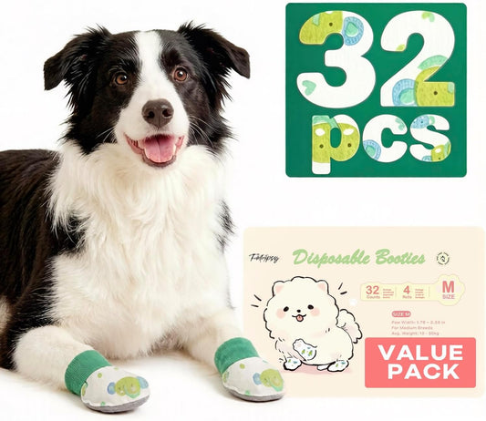 Disposable Dog Boots for Paw Licking & Hot Pavement, 32 Count, M