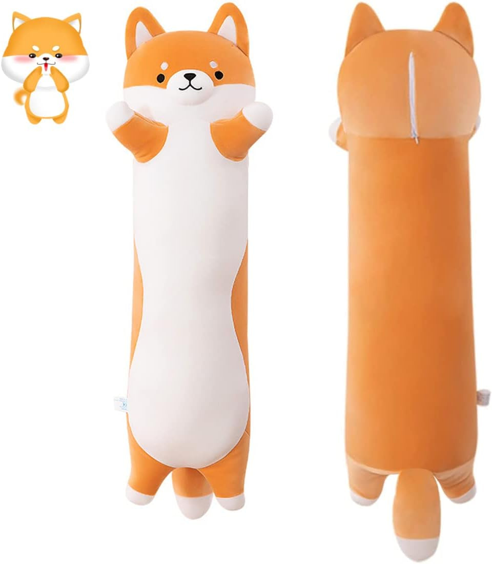SNOWOLF Shiba Inu Soft Plush Pillow Long Cute Corgi Dog Plush Husky Plush Pillow Akita Plushie Body Pillow Stuffed Animals Toy for Adults Kids Gift, 70Cm/27.55Inch