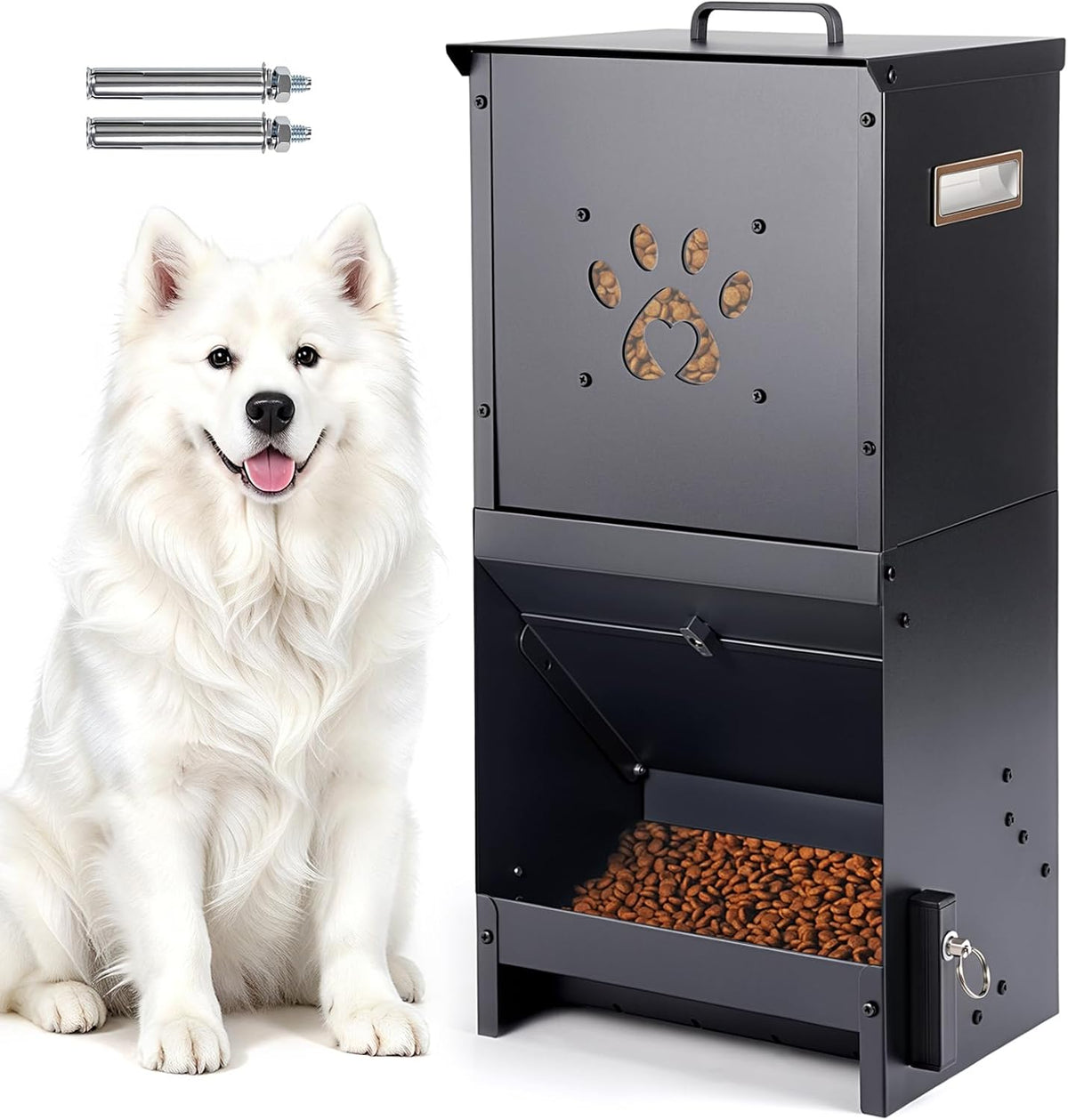 25 Lbs Automatic Dog Feeder, Gravity Dog Food Dispenser with Lock