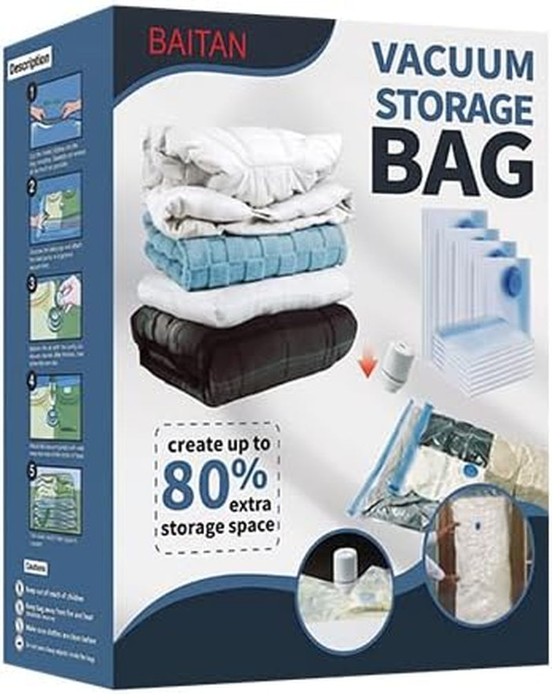 Vacuum Storage Bags for Household Closet & Clothing, 12‑Pack