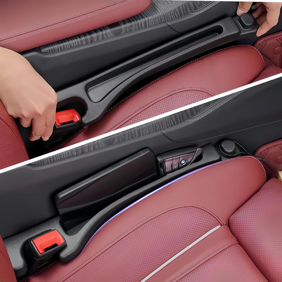 Car Seat Gap Filler 2 Pack,3-In-1 No Drop Seat Plug Organizer Universal Fit