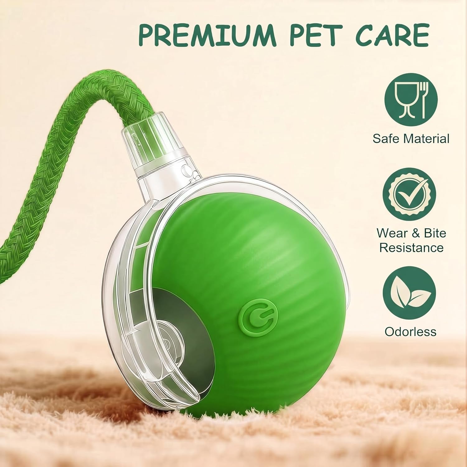 Rechargeable Smart Ball 2.0 Automatic Cat Toy - Interactive Cat Toys for Indoor Cats - Motion Activated Moving Cat Ball Toy, Self Rolling Interactive Dog Toys for Small Dogs with 3 Speed Modes [Green]