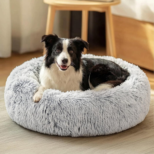 JOLLYVOGUE Dog Bed, Calming Anti-Anxiety Large Dog Bed, Fluffy Donut Cushion for Medium and Large Pets (31")