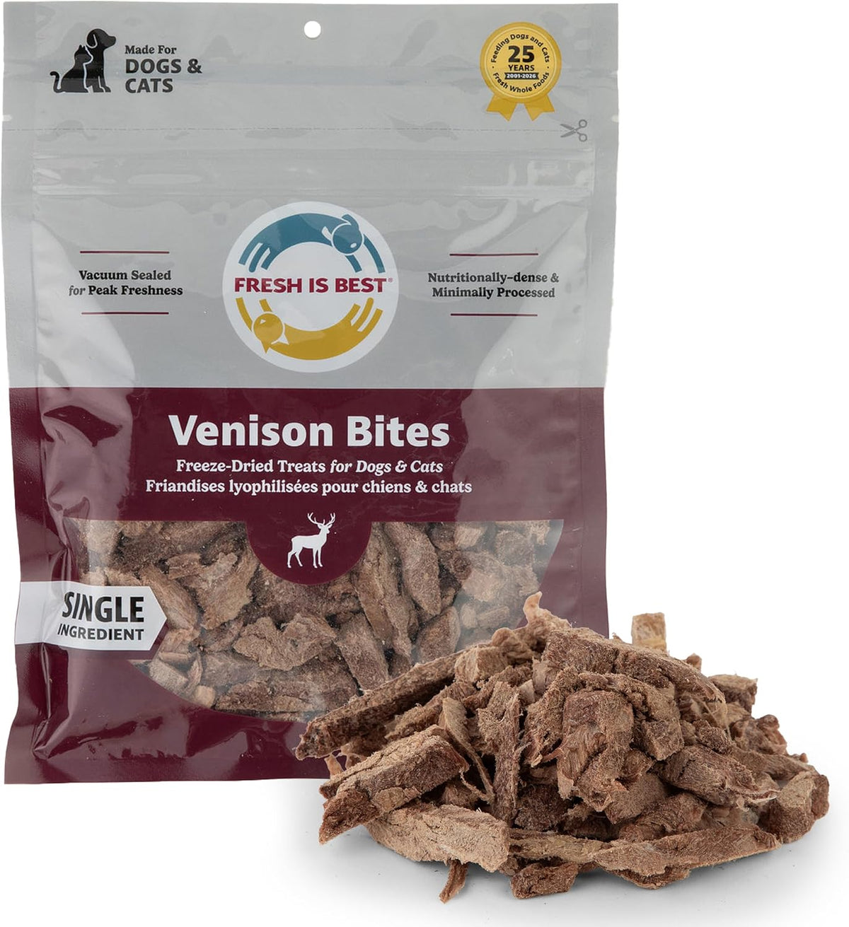 Fresh Is Best Venison Bites Freeze Dried Dog Treats for Cats & Dogs