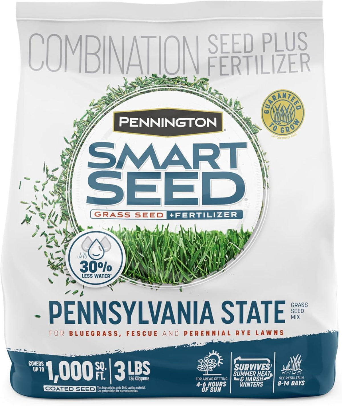 Pennington Smart Seed Pennsylvania State Grass Seeds for Lawn, 3 Lb