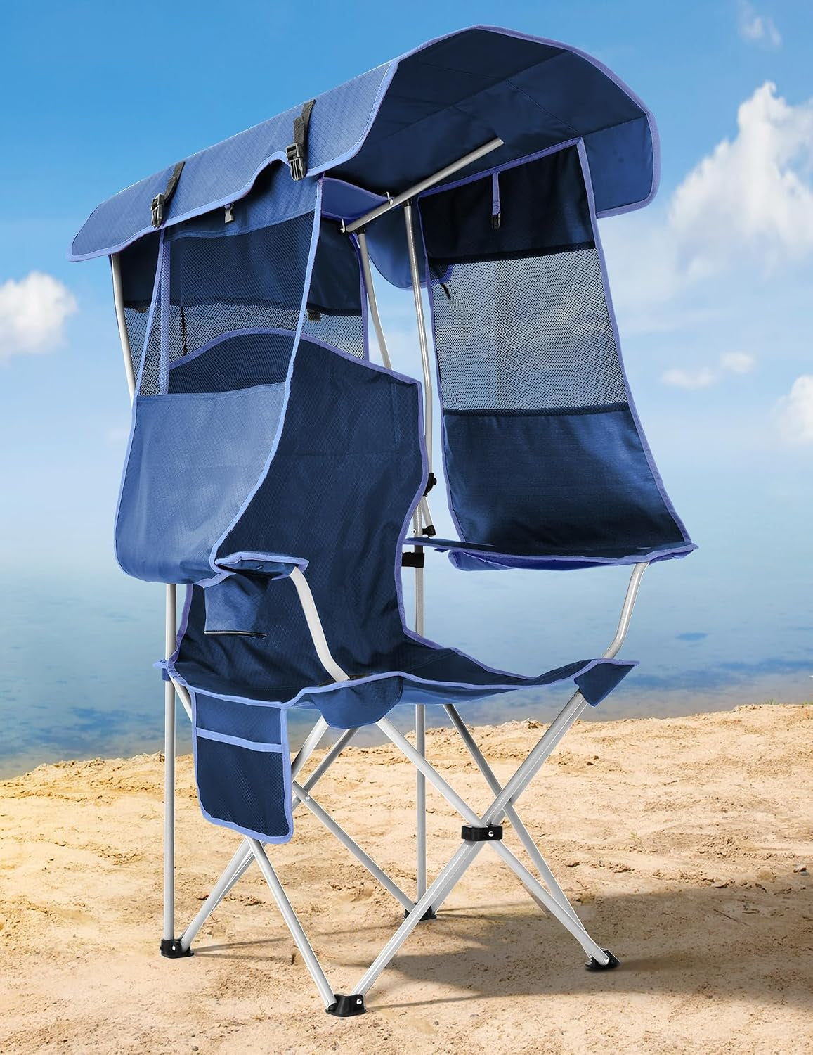Docusvect Beach Chair with Canopy Shade - Canopy Is the Backpack