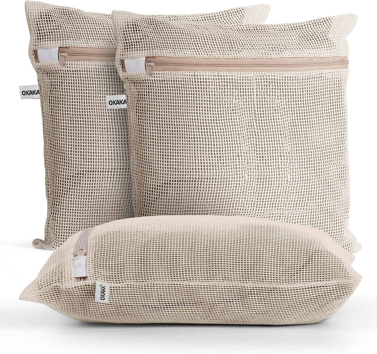 100% Pure Cotton Mesh Laundry Bags, Premium Soft, No Dye, Natual,Set of 3(XXL)