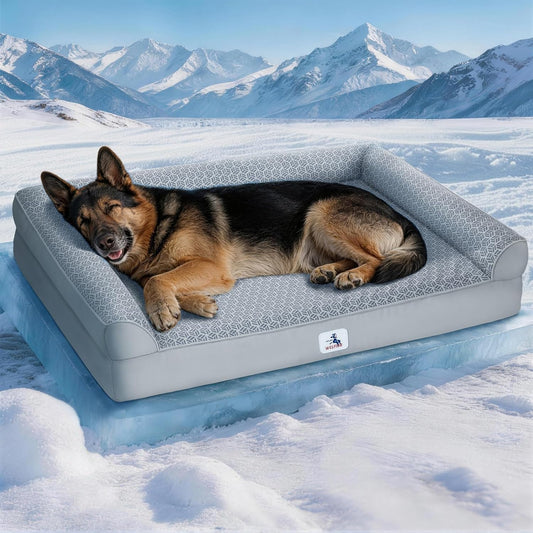 Cooling Dog Bed with PCM, Instant Chill Pet Sofa for Large, Indoor Outdoor