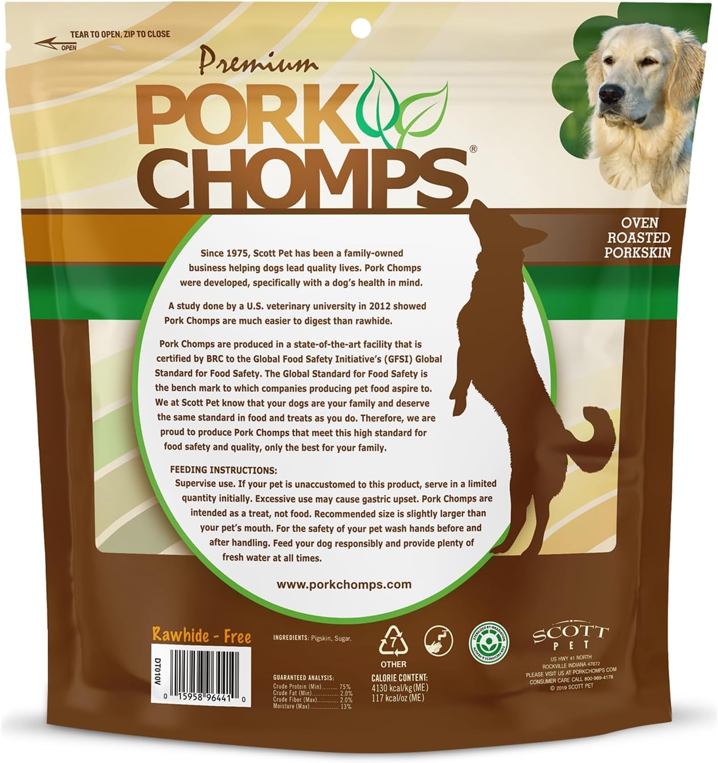 Pork Chomps Roasted Pork Skin Dog Chews, 6 Inch Twists, 15 Count - Long-Lasting Treats for Dogs - High Protein, Rawhide-Free, Low Fat, Healthy & Delicious Chews