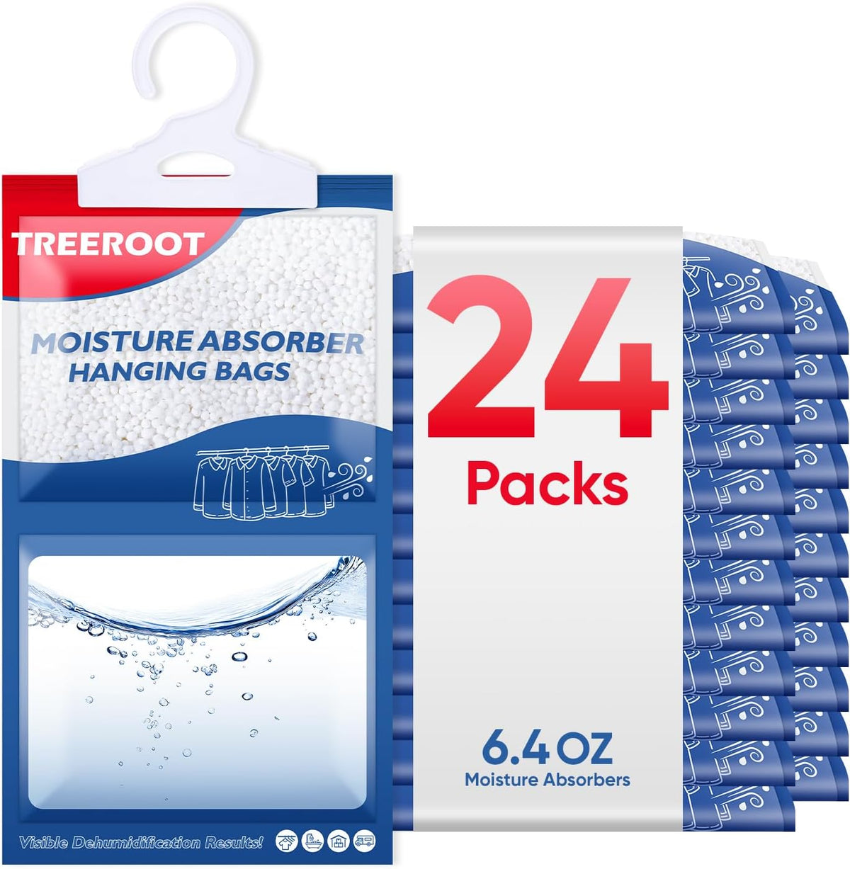 24 Moisture Absorbers for Closet, 6.4Oz Humidity Absorber,Dehumidifier Bags