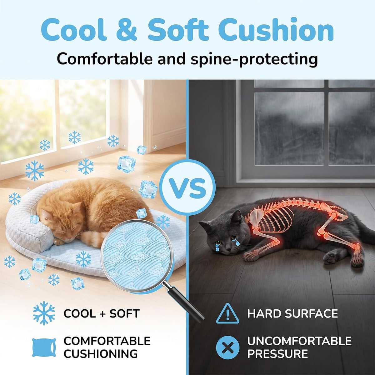 CATISM Summer Cat Cooling Mat Cooling Mat for Cats with U-Pillow